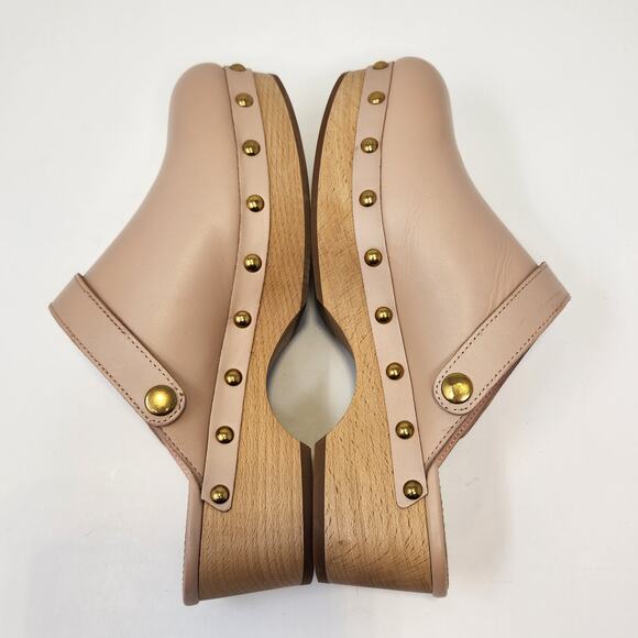 J Crew Convertible Leather Clog Shoes Women Size 7.5 Blush Beige Platofrm Studs - Picture 7 of 8